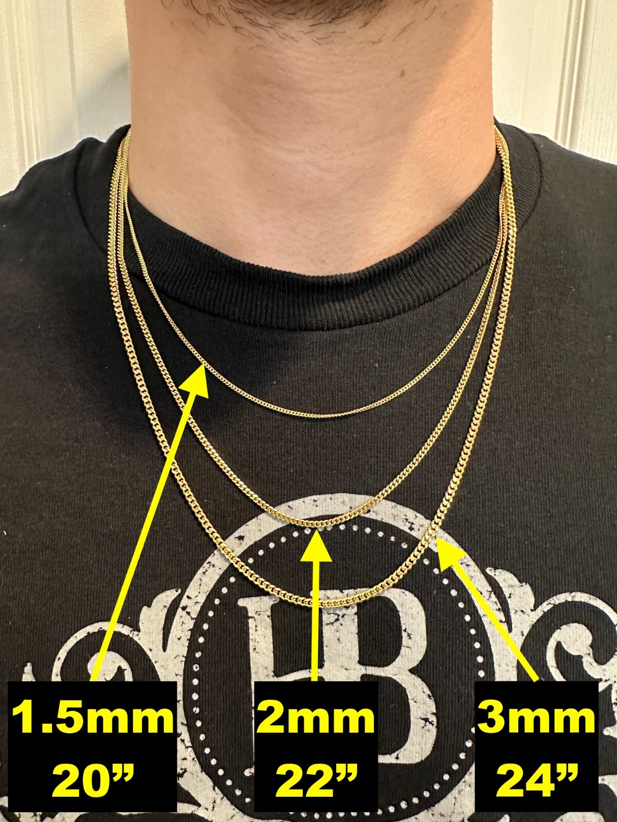 Pre-owned Silver Men's Ladies Solid 14k Yellow Gold Micro 1.5-3mm Miami Cuban Link Chain Necklace
