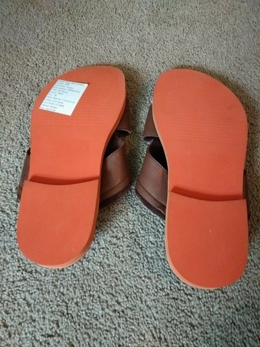Fossil Unisex Leather Flip Flops, size 9, Ronnie