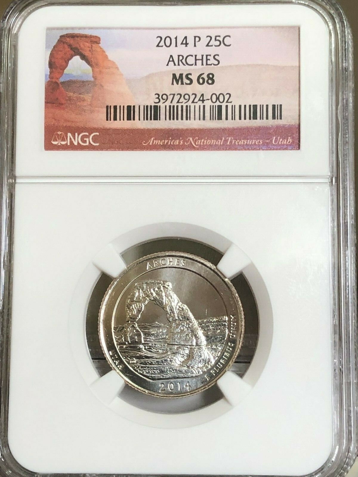 2014-P Arches National National Parks Quarter MS-68; Scenic Label
