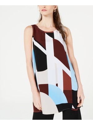 Женская майка без рукавов с круглым вырезом в виде блока белого цвета ALFANI Womens M