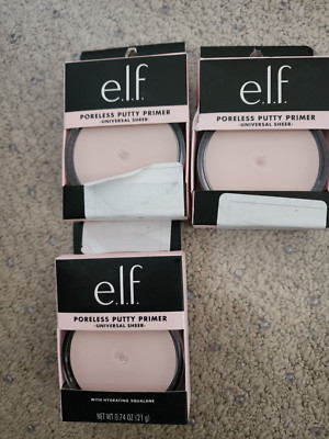 Elf Poreless Putty Primer Universal Sheer 0.74 oz.( Lot of 3)