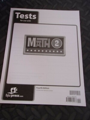 BJU Bob Jones 2nd Grade 2 MATH Fourth Edition Tests NEW