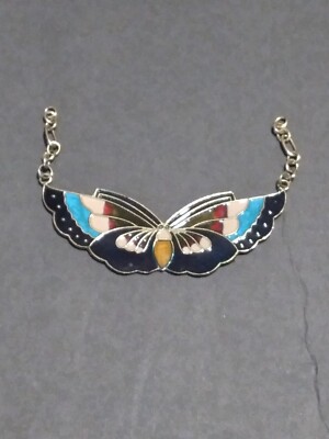Multi Colored Butterfly Pendant 3'' Necklace Crafting Scrapbooking