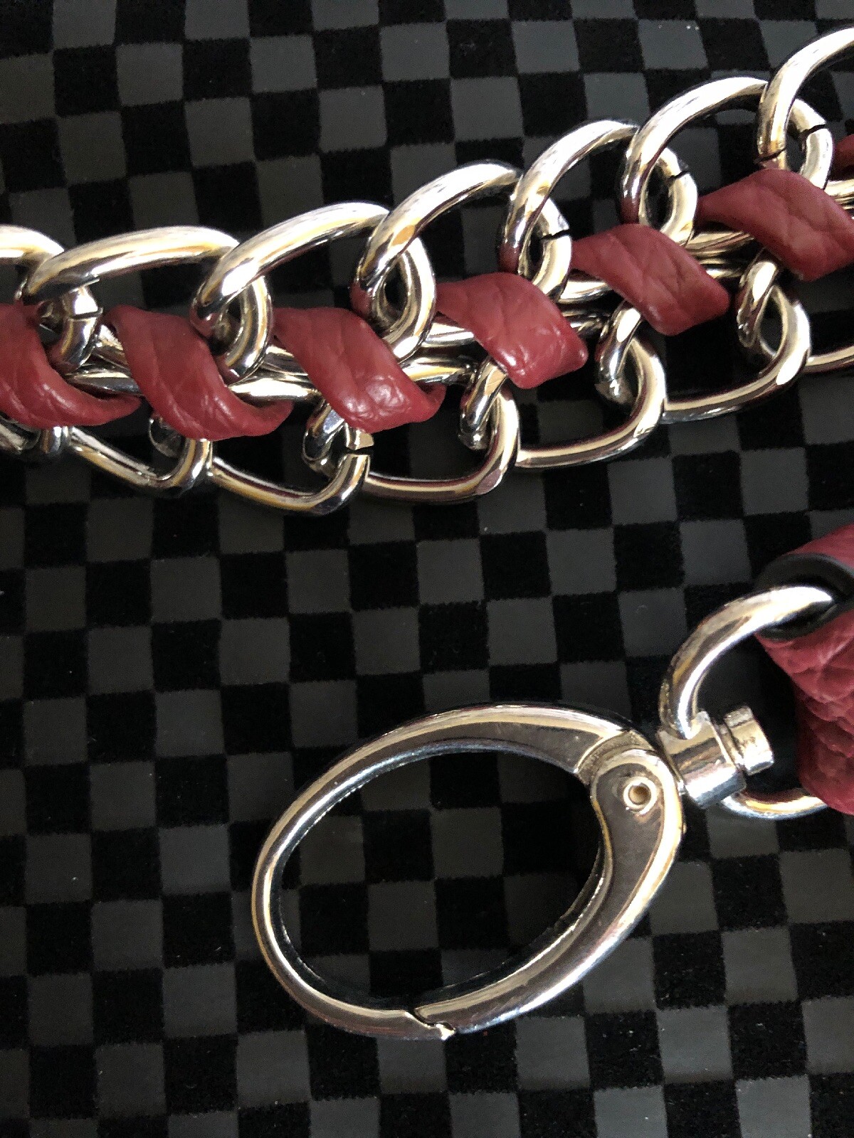 replacement purse strap Shoulder Chain Maroon Silver Hardware Faux Leather