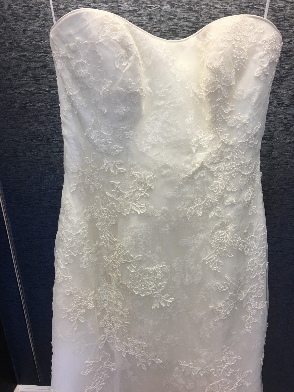 Ivory Strapless Lace Overlay Mermaid Wedding Dress Size 12