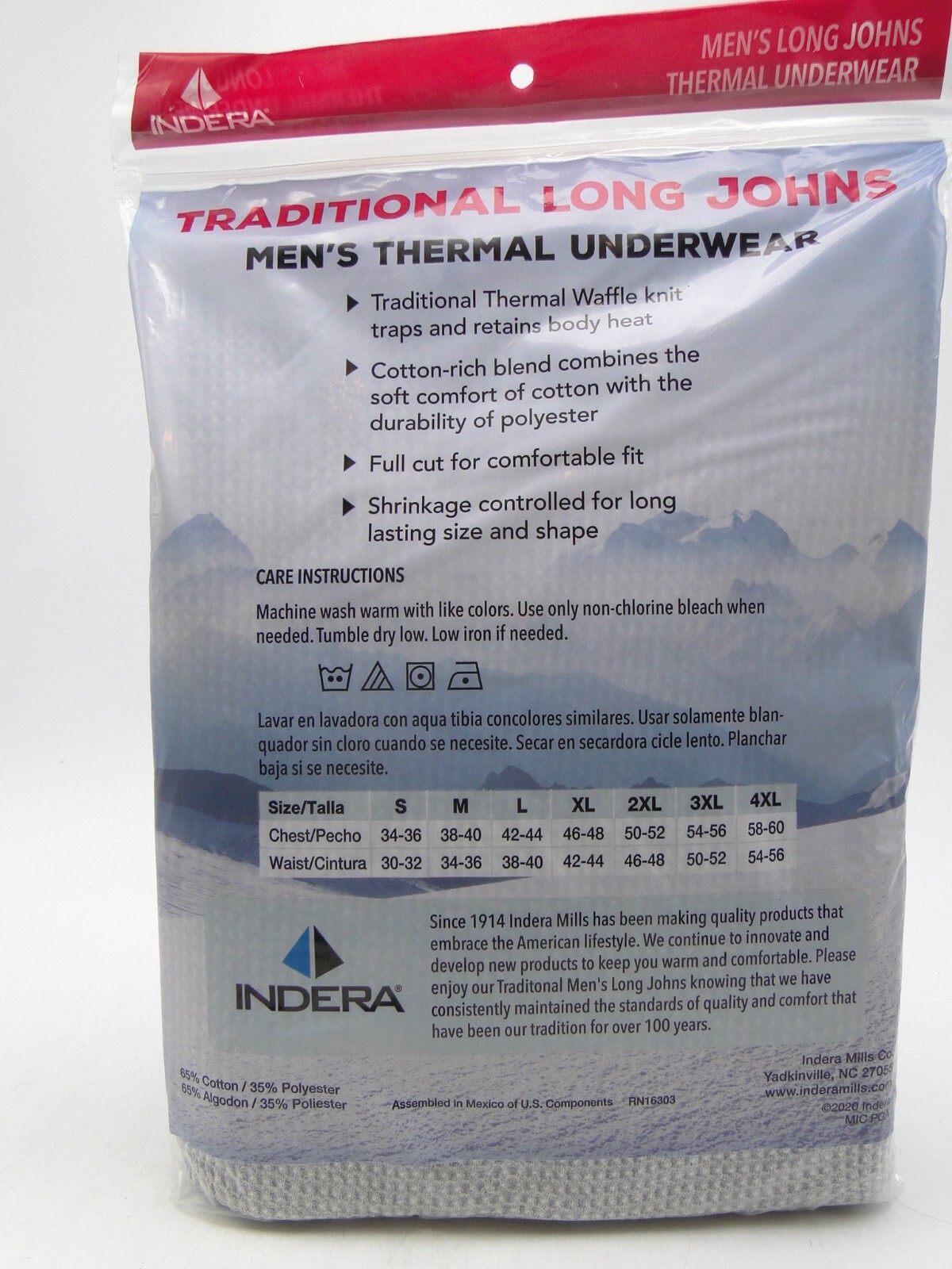 Men's Cotton-Rich Thermal Long John Top or Bottom Gray sizes S to 6X Indera