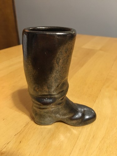 ROSEMEADE North Dakota Pottery 4” Metallic Bronze Ranger Boot