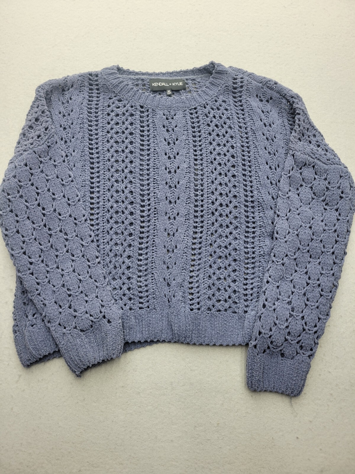 Kendall & Kylie Womens Top Medium Blue Sweater Long Sleeve Solid Polyester Work