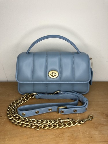 バッグ Coach Turn Lock Shoulder Bag Mint Color Coach Chelsea Green Smooth Leather Turn-lock Flap Adjustable