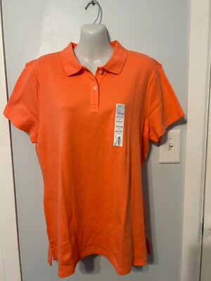 NWT Croft & Barrow Coral Classic Polo Shirt with Short Sleeve     Size Large