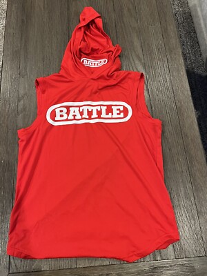 BATTLE SPORTS 7v7 Football Sleeveless Hoodie Shirt  Mens Red Small