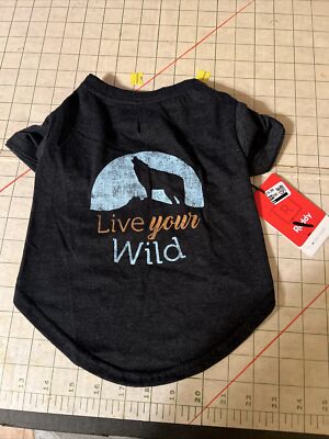 Black Reddy Medium Dog T-Shirt ''Live your Wild'' Coyote Howling at moon