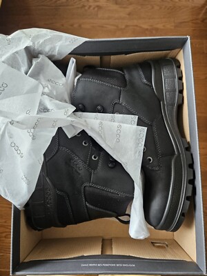Ecco Track 25 Mid Hydromax Men's Black Leather Boots Size 9-9.5