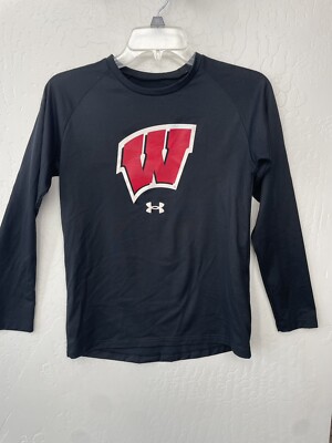 Under Armour Youth Medium Loose Long Sleeve Wisconsin Badger Black