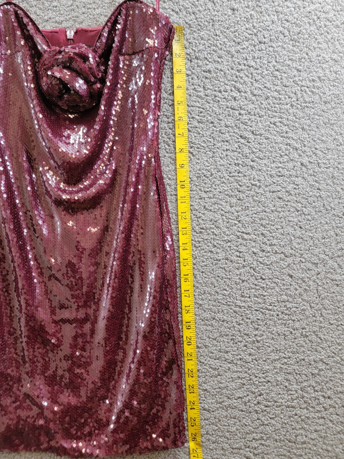FRENCH CONNECTION Beatrice Sequin Mini Dress Women's 2 Burgundy Red Back Zip - Picture 5 of 16