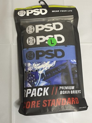 Blue Black New PSD 3 PACK Premium Boxer Briefs Core Standard Men's Large
