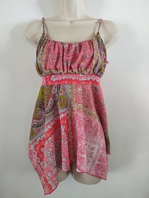 Boho SELF ESTEEM Handkerchief TANK Hippie Flower Child  Travel Casual Work SZL 