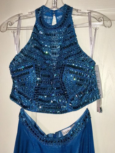 BRAND NEW 2 Piece Sherri Hill 50809 Pageant Prom Formal Gown Dress Sz 10 Peacock