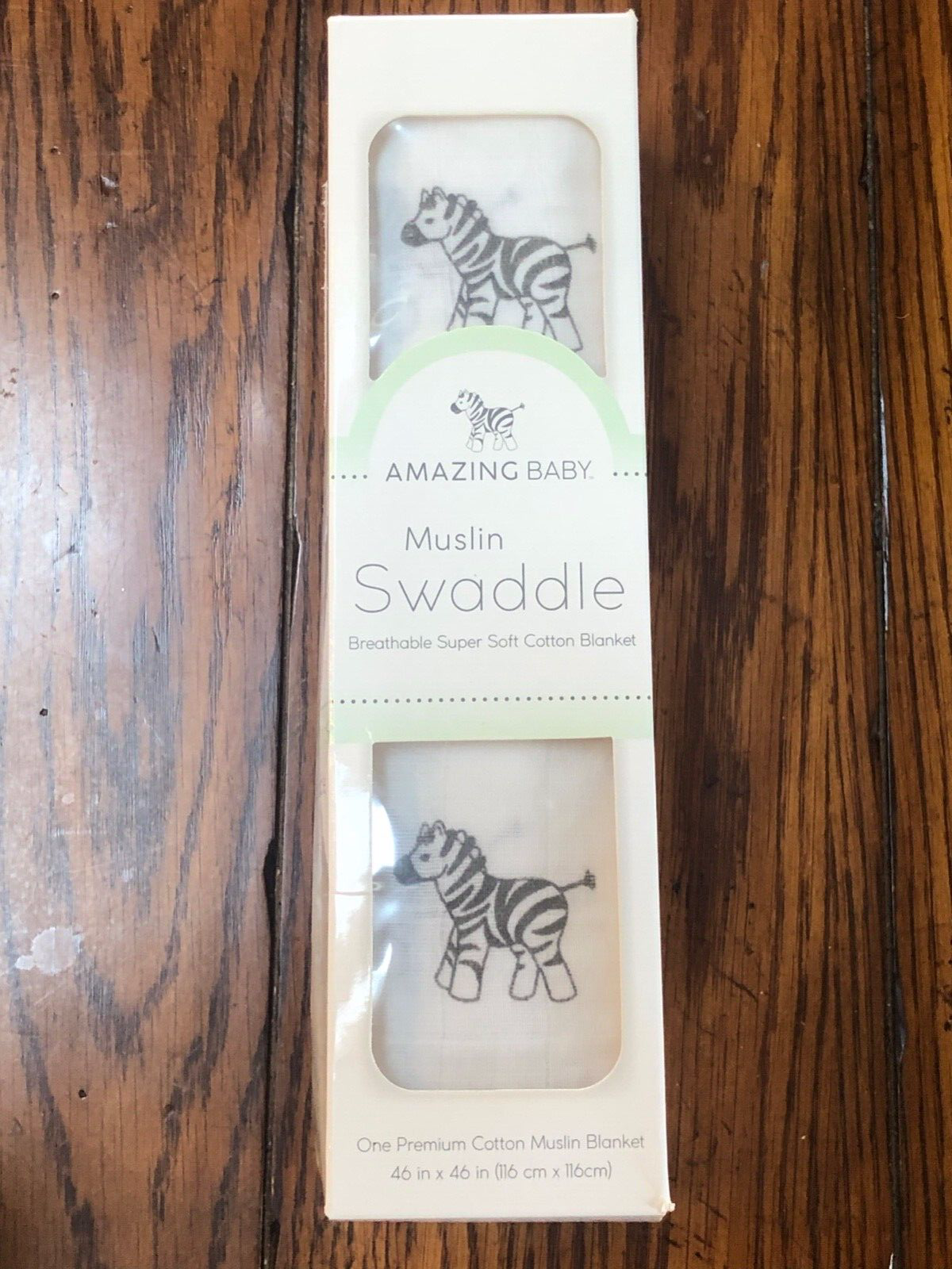 Swaddle Muslin 46" X 46" Black White Zebra Zoo Safari