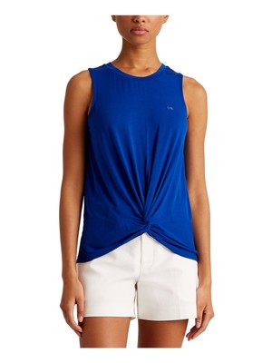 

LAUREN RALPH LAUREN Женская темно-синяя майка без рукавов с круглым вырезом Petites, Navy