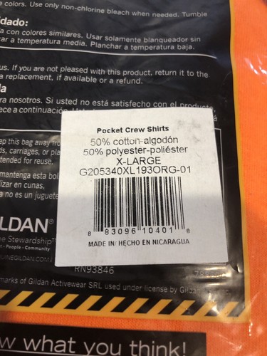 Men's Gildan Workwear Pocket T-Shirts  Safety Orange  2-Pack  Size: XL Clothing