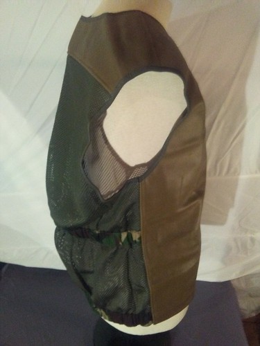 Vintage Jerkin Protective Combat Vest Hunter Green Leather & Mesh Camo,DPM, sz L
