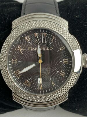 Marc Ecko Black Leather Stainless Steel Case Men s Watch M09502G1