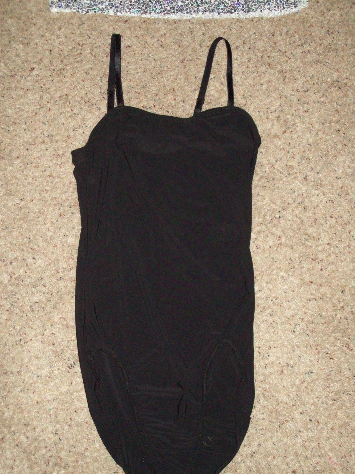 Dance Costume Size SA Small Adult 2 4 6 Weissman 7421 Black Leotard Silver top