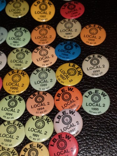 LOT OF 51 I.B.E.W PIN BACK BUTTON BADGE UNION BROTHERHOOD ELECTRICAL WORKERS #2