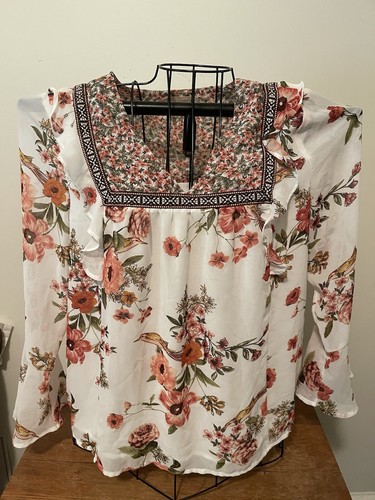 トップス DEAR DANSKIN STRETCH RUFFLE SHIRTS L TEES + TANKS - DANSKIN
