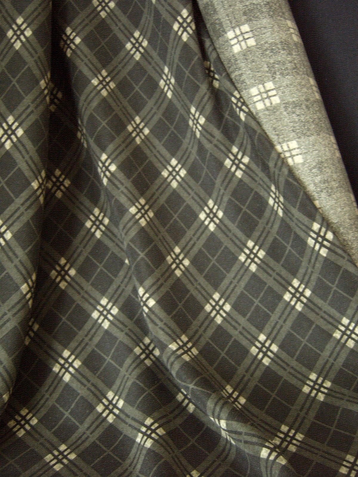 Designer SILK Fabric Mossy Green Plaid Soft Drape Dress/ Blouse Wgt BTY 43