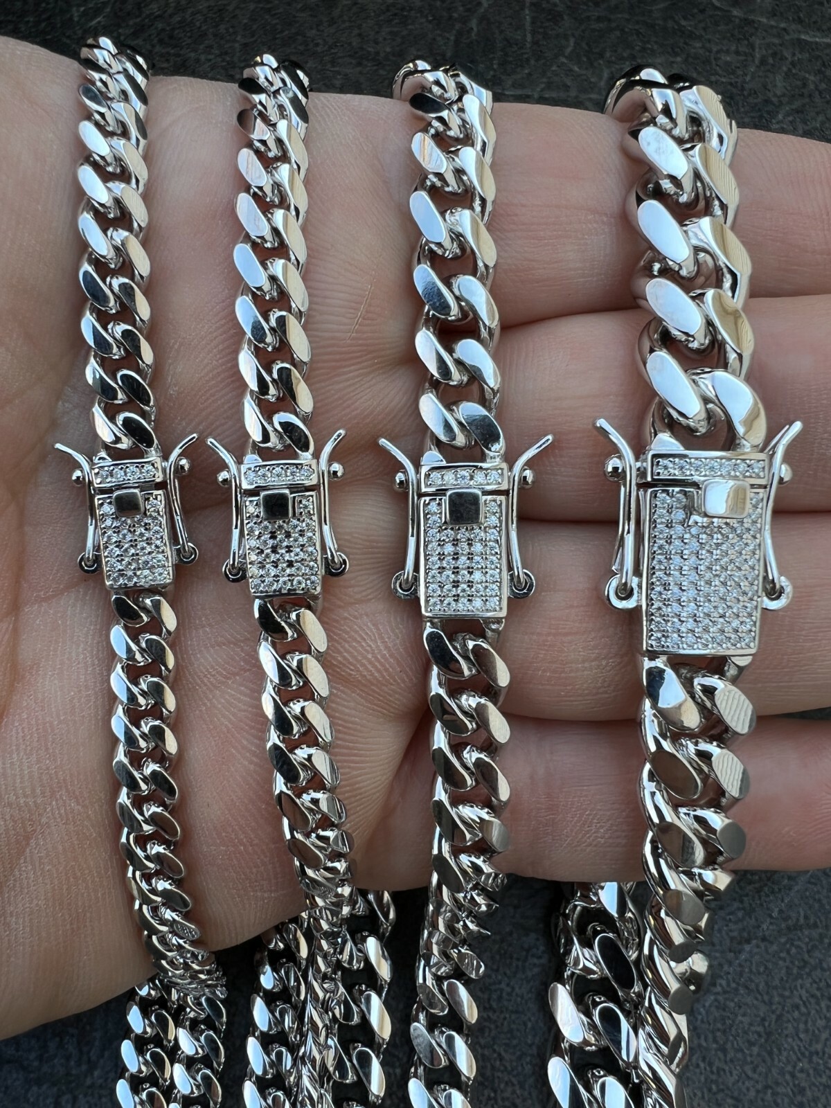 Preowned Harlembling Real Miami Cuban Chain Necklace 925 Silver