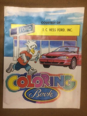Ford Dealer tri-color give away Coloring and Game Book, NOS, Mustang, Truck,