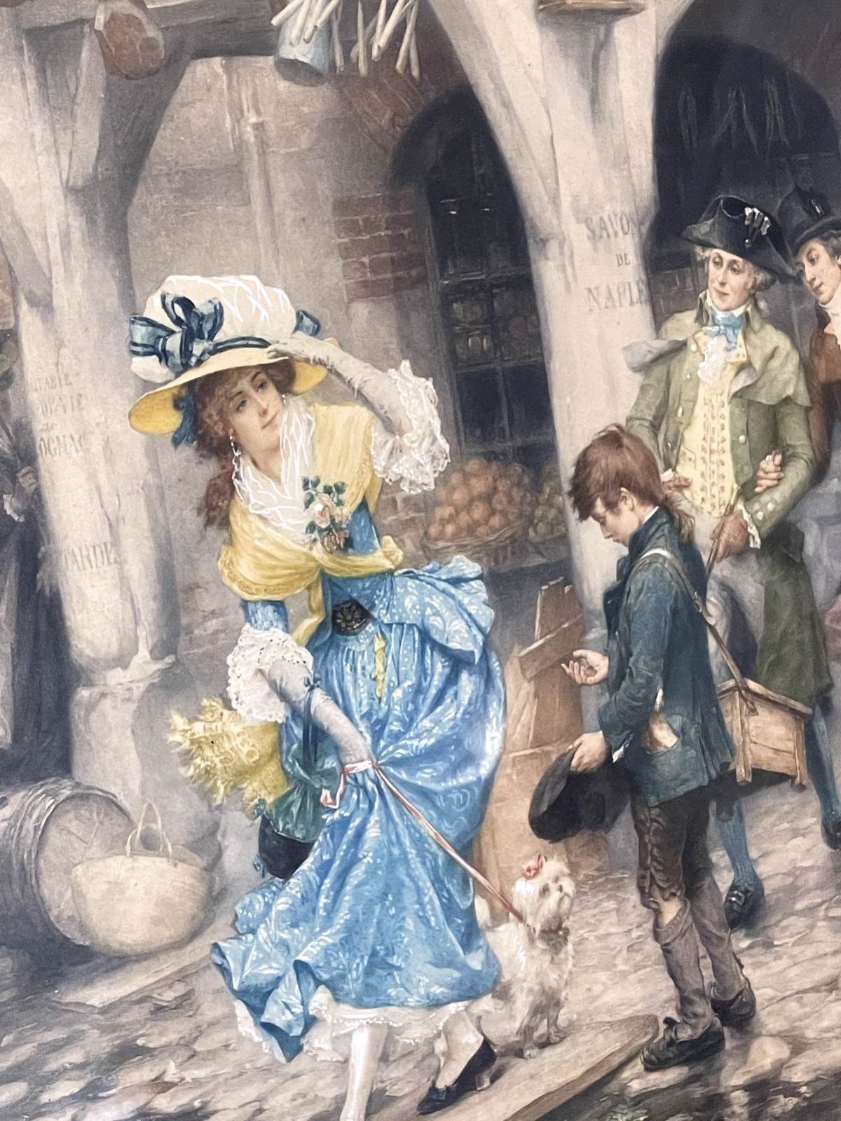 PIERRE OUTIN  Little Beggar  lithographs coloured Print Art Picture Gold Frame