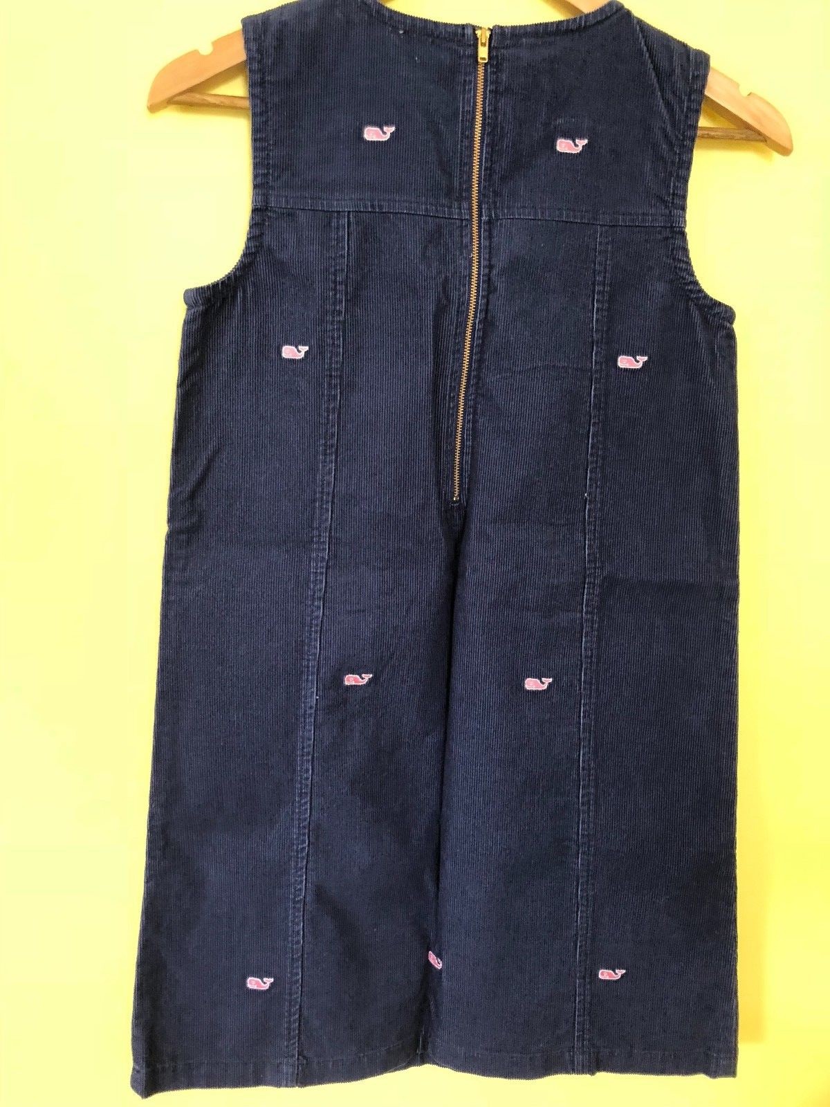 Vineyard Vines Girls Corduroy Jumper Dress Navy Blue w tiny whales Size 14 NEW