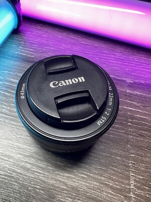 Canon EF-M 22mm f/2.0 STM Lens Silver, Pancake Wide Angle Camera Lens