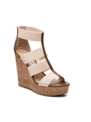 

STEVE MADDEN Женские бежевые сандалии-гладиаторы на танкетке Selinah 1-1/2 на платформе, Бежевый, SELINAH