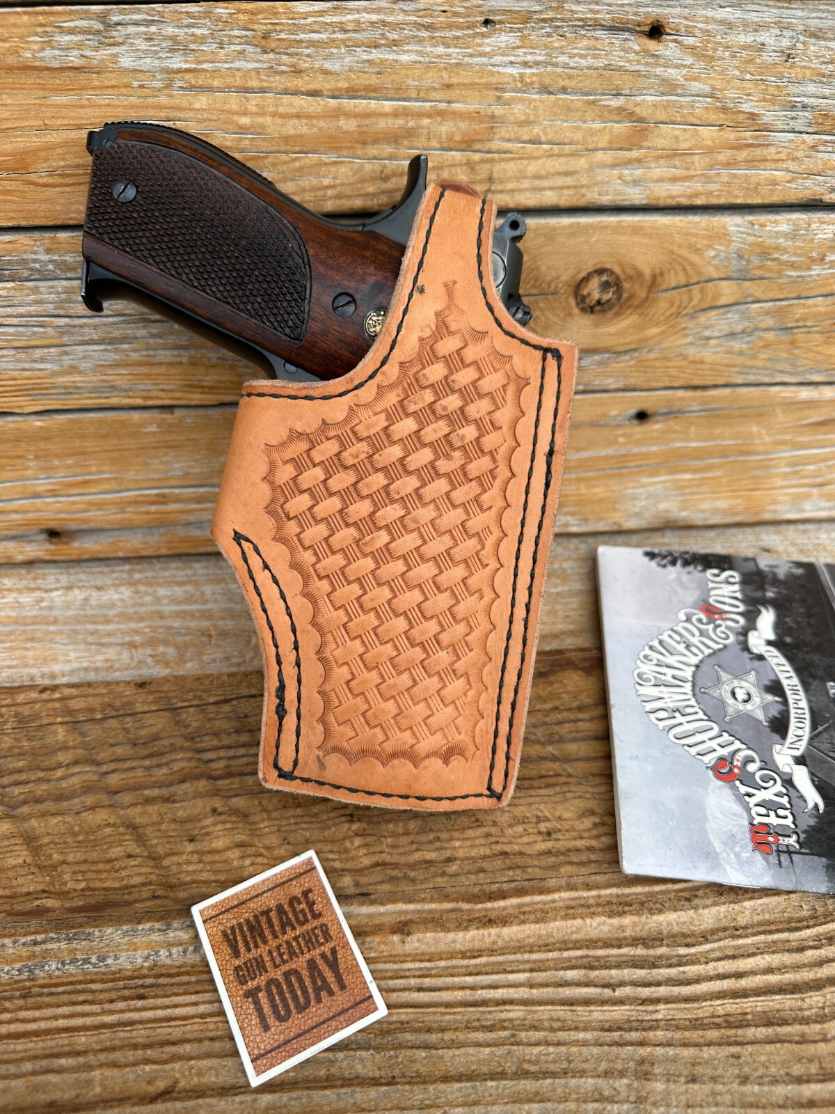 Vintage Tex Shoemaker Brown Basket Lined OWB Holster for S&W