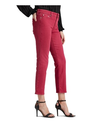 

RALPH LAUREN Женские темно-бордовые джинсы скинни с карманами на молнии, Maroon, 200785287003