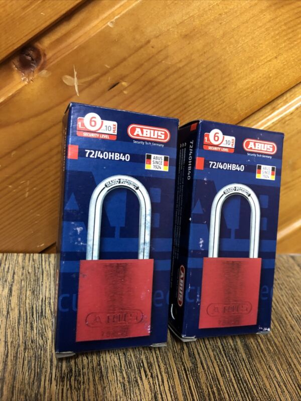 Lot Of 2 ABUS 72/40HB40 Padlock Aluminum Lockout Red New
