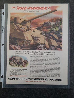 1945 Oldsmobile General Motors Vintage Ad Hole puncher 76 mm cannon