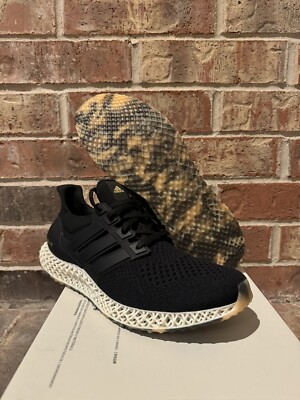 New 10 Adidas Ultra 4D Boost Core Black Gold Metallic Running Shoes IG2264 Men