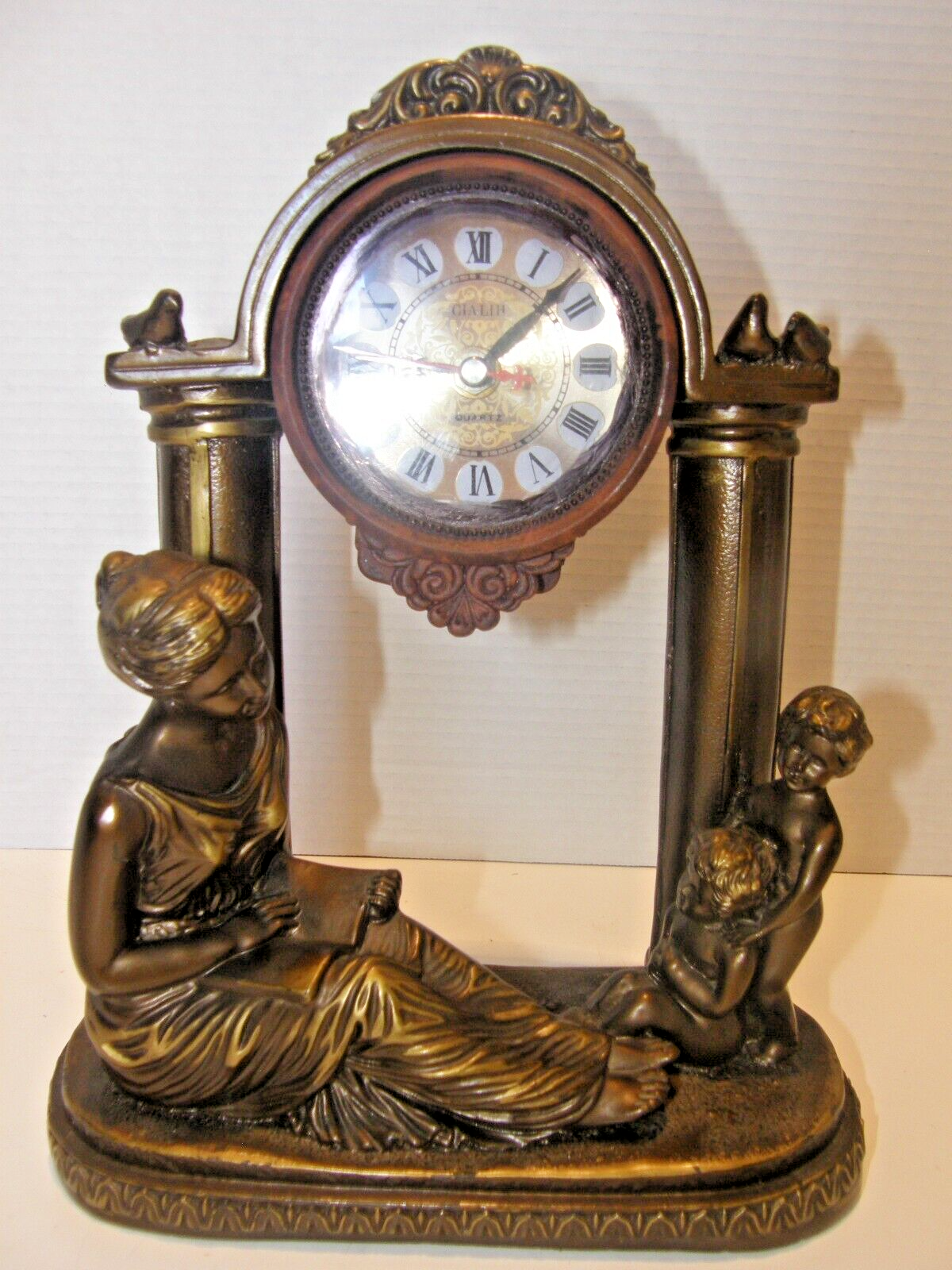 VINTAGE Crosa NATELIA Mantle or Desk CLOCK Victorian Battery Clock