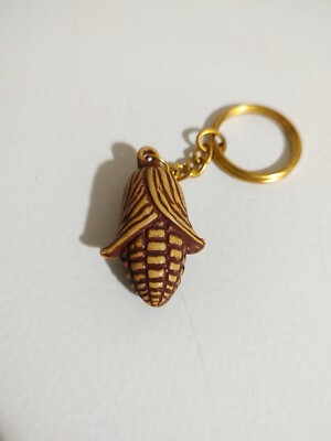 Unique Corn Cob Key Chain Vegetable Farmers Accessory From India Gold Tone Chain
