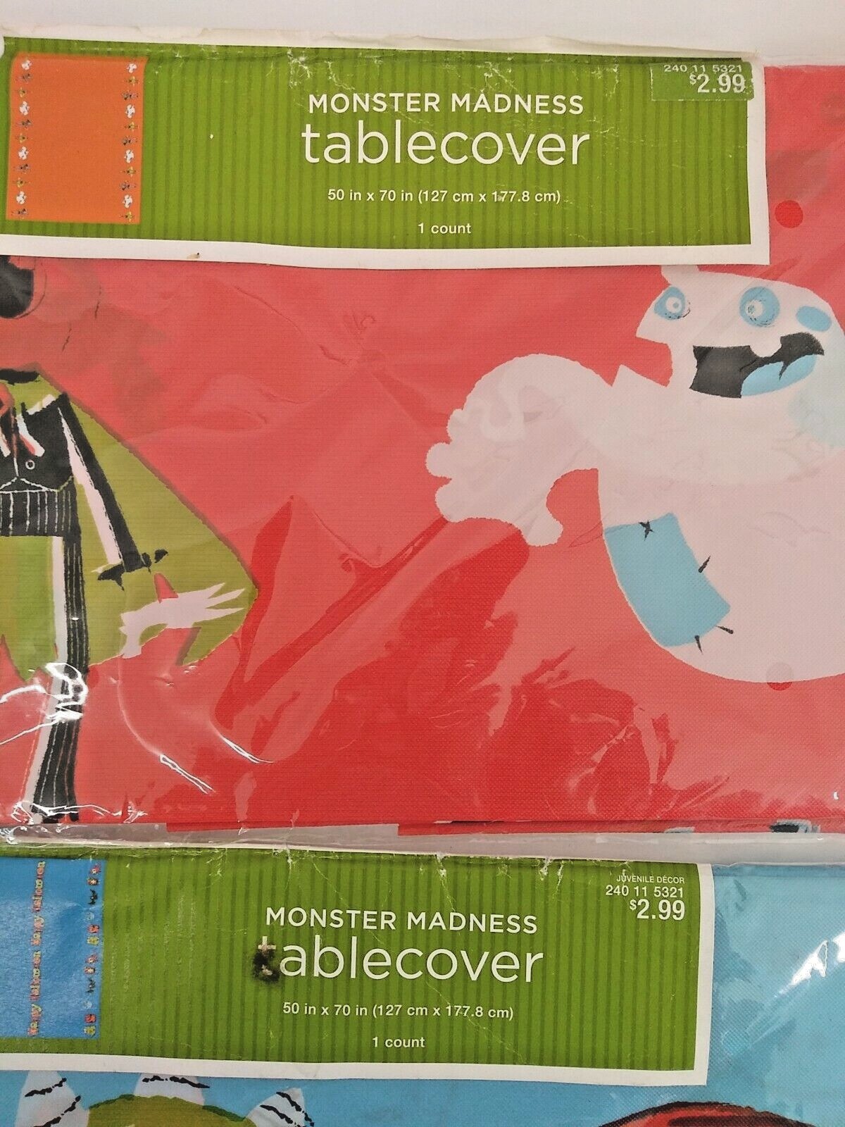 Vintage Monster Tablecover 2009 Party suplies Set of two ( orange and blue)