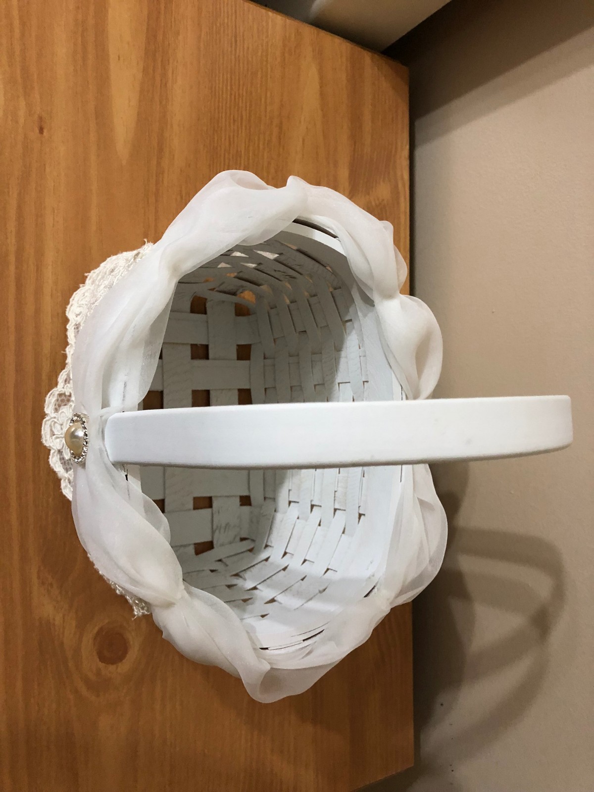 Handmade Elegant Custom Wedding Flower Girl Basket - White