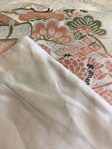 Vintage Japanese Kimono Gold And Silver Silk Fabric Table Bed Runner