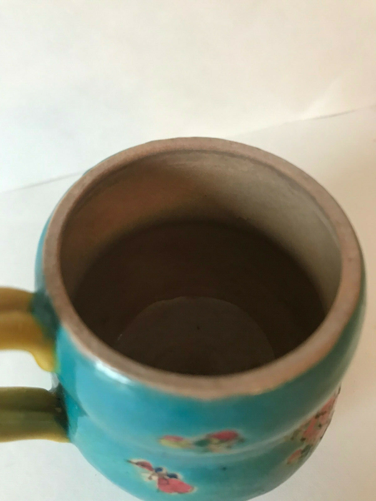 Vintage Kinkozan Japanese Satsuma Enameled Porcelain Cup Turquoise