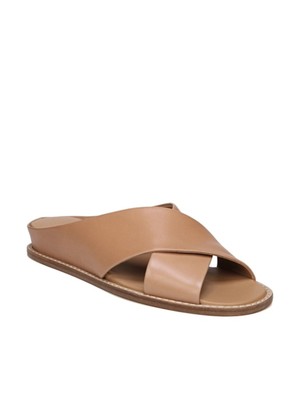 

ВИНС. Женские коричневые кожаные шлепанцы на танкетке с круглым носком Fairley, Коричневый, F8532L1