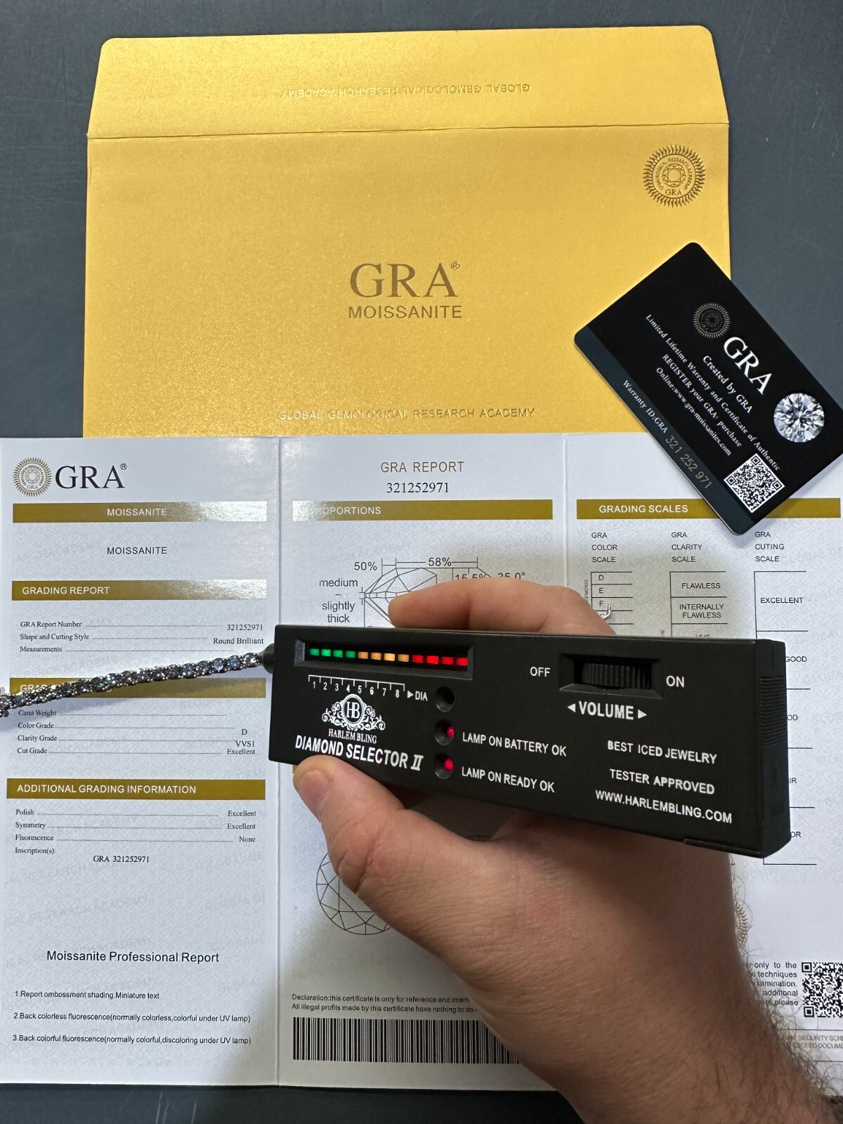 Pre-owned Silver Real Iced Blue Gray Moissanite 5mm Tennis Bracelet 925  Pass Diamond Test